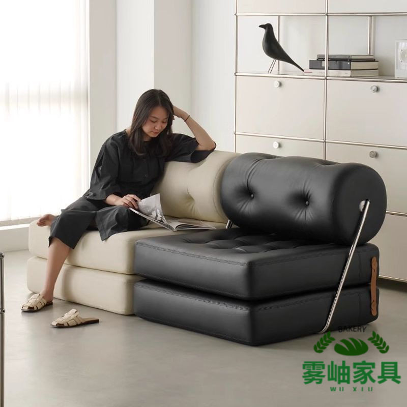 小户型奶油风折叠两用沙发床