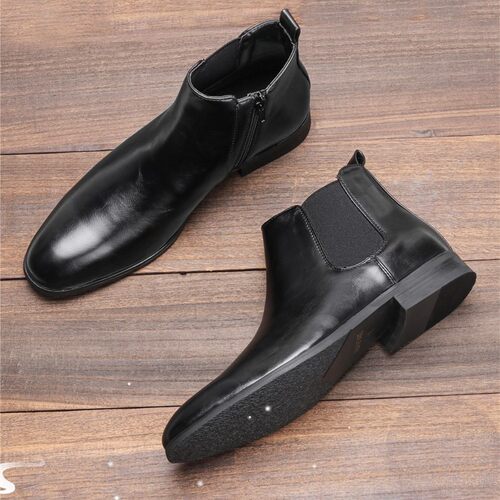 39-50 Large Size Men's Classic Chelsea Boots Wooden Heels