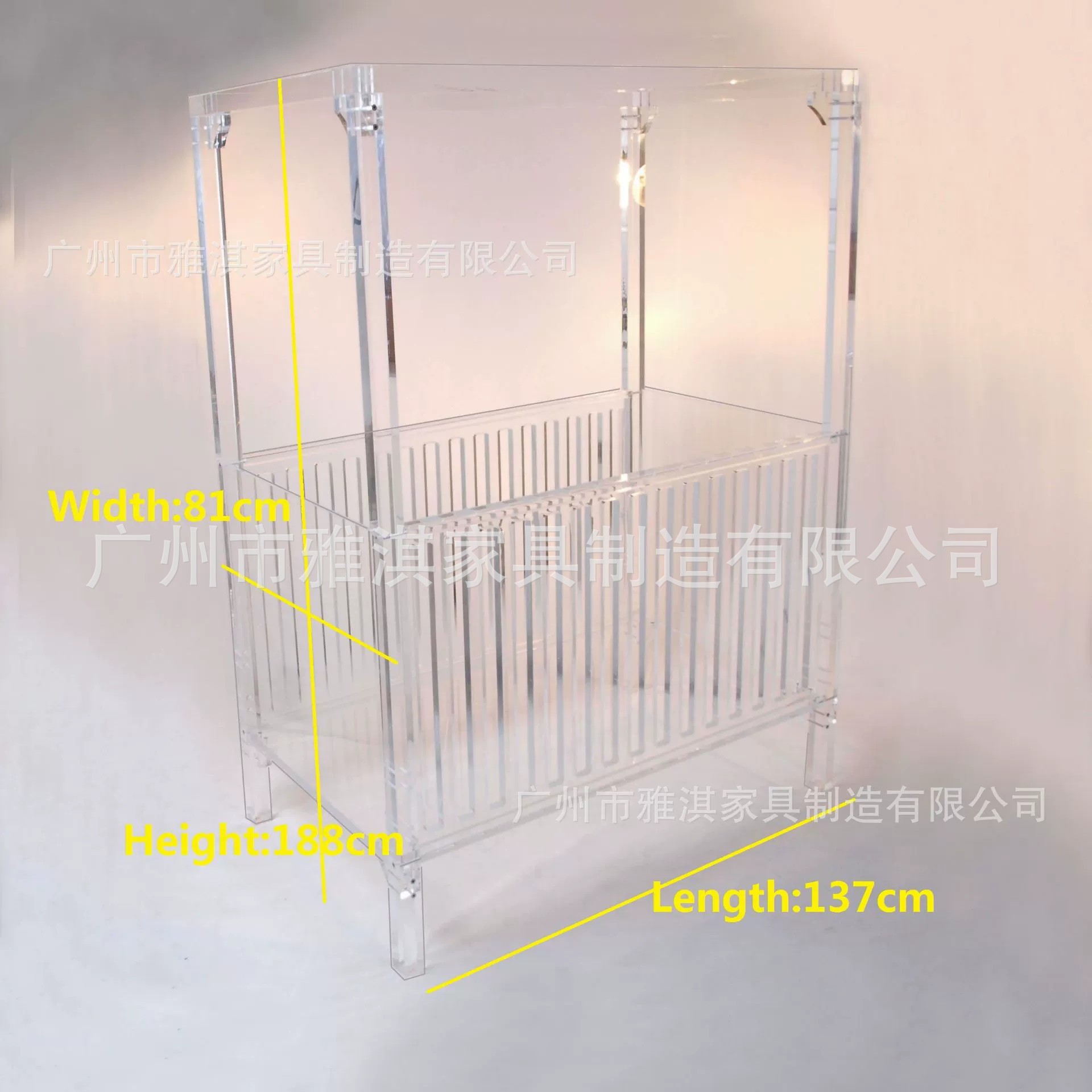 亚克力透明婴儿床高度可调