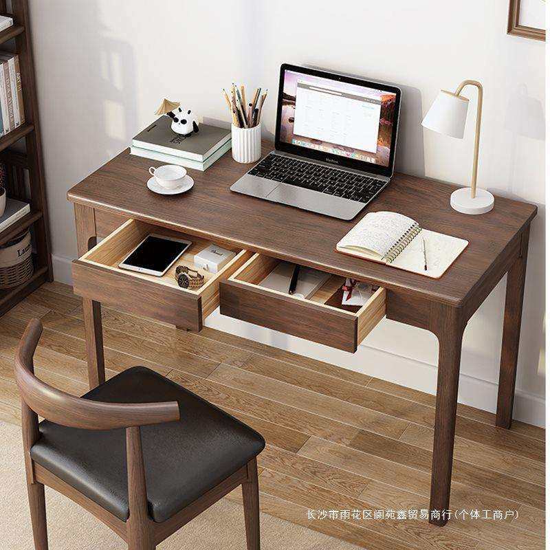 简易实木书桌全实木简约现代电脑台式家用卧室中学生学习桌写字台
