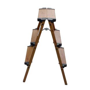 大踏板家用梯木质梯子木梯双侧家用梯折叠人字梯家用凳梯轻便