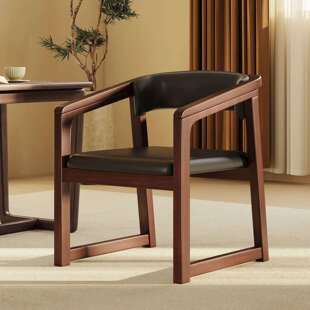 意式实木餐椅轻奢茶椅简约主人扶手椅中式现代家用泡茶椅子靠背椅