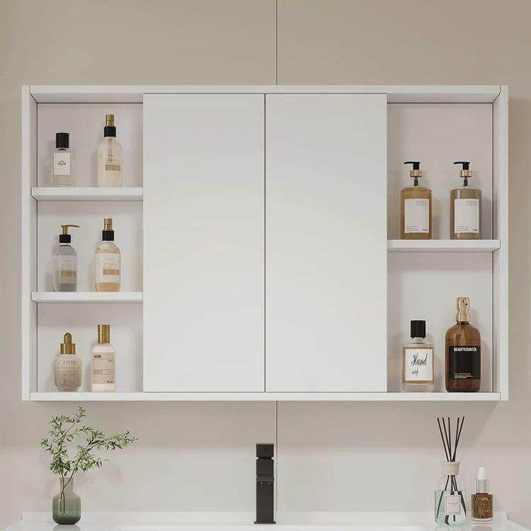 卫生间收纳浴室镜储物实木智能折叠隐藏风水置物架单独镜柜