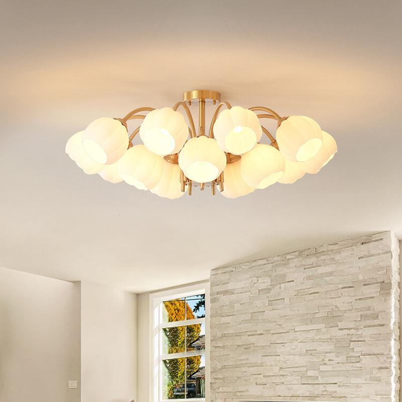 客厅吸顶灯主灯法式复古新款轻奢现代卧室吊灯全铜美式奶油风灯具