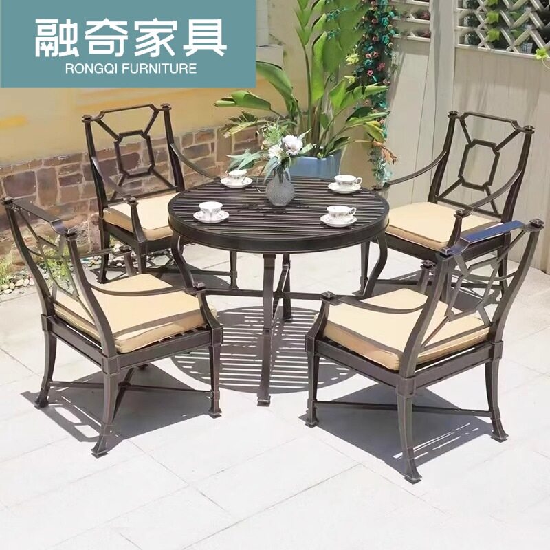 户外铸铝桌椅别墅庭院花园酒店室外露天阳台休闲沙发金属桌椅组合
