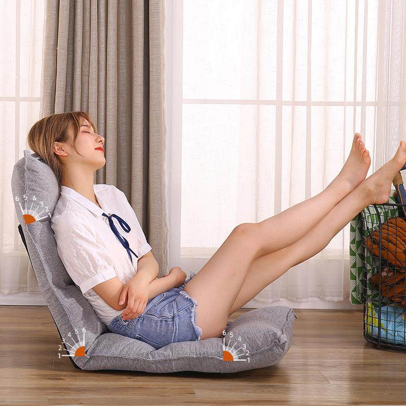 W6懒人沙发单人折叠床上靠背椅飘窗坐垫地上无腿躺椅日式榻榻米座