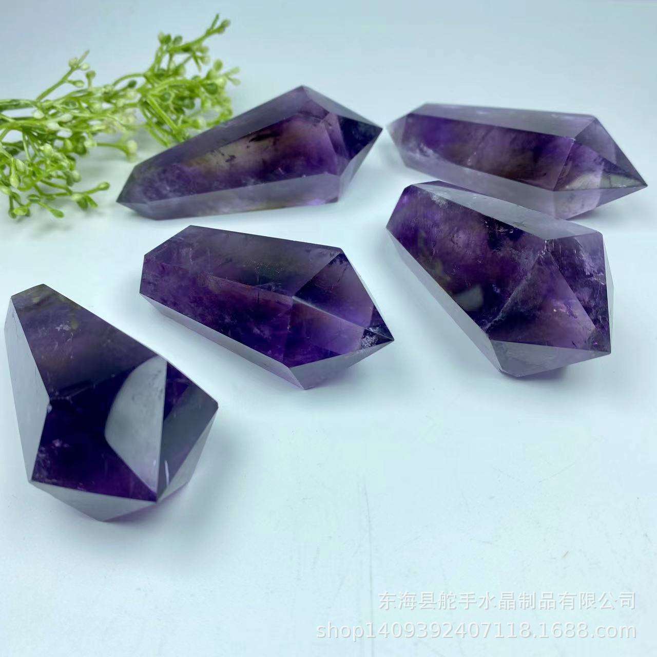 热销 Amethyst double terminated 天然紫水晶双尖 非洲深紫