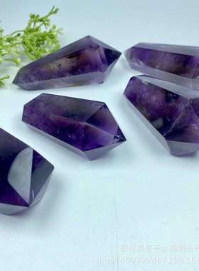 热销 Amethyst double terminated 天然紫水晶双尖 非洲深紫