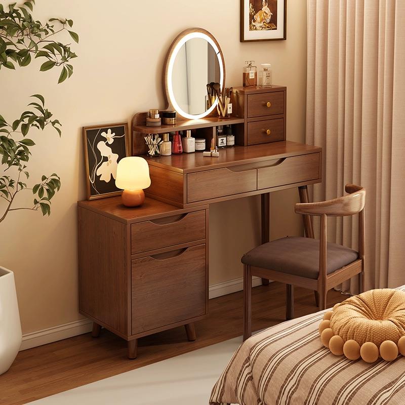 复古梳妆台卧室现代简约化妆桌2024新款梳妆桌小型化妆台斗柜一体