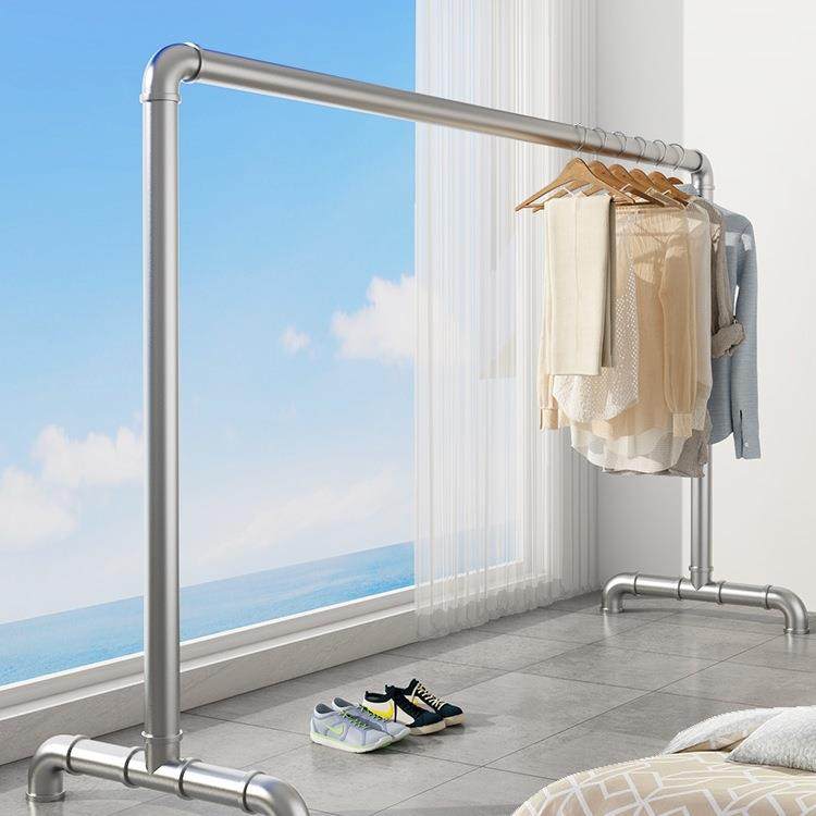 镀锌钢管晾衣架落地家用室内卧室阳台挂衣架简易水管晒被子晾衣杆