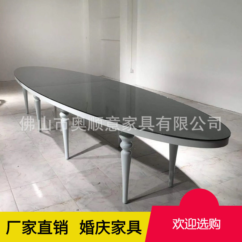 现代时尚不锈钢桌子 耐用婚礼宴会长方形桌