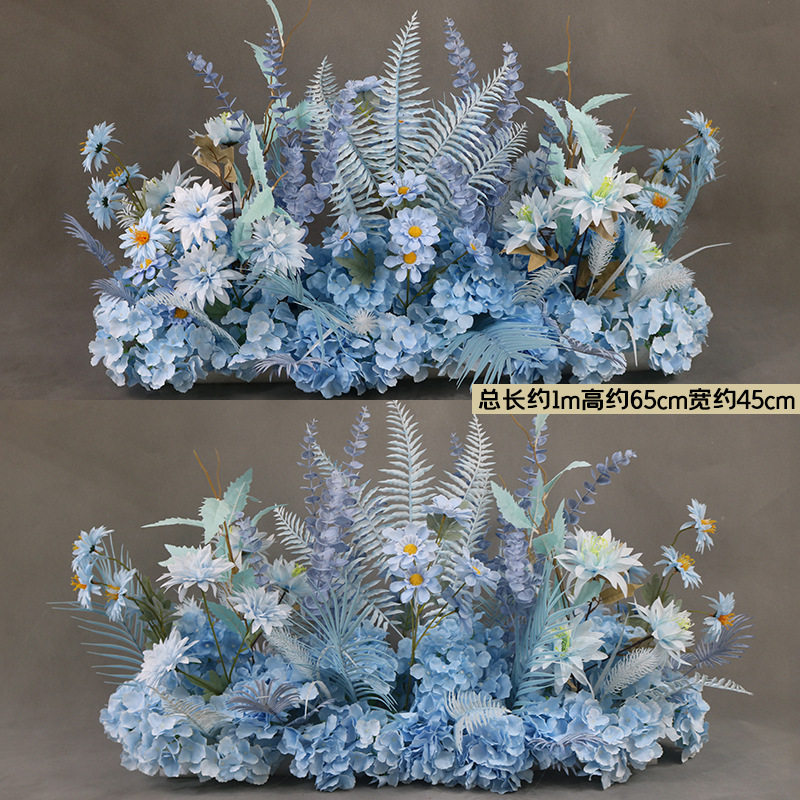 婚庆雾霾蓝仿真路引花艺装饰
