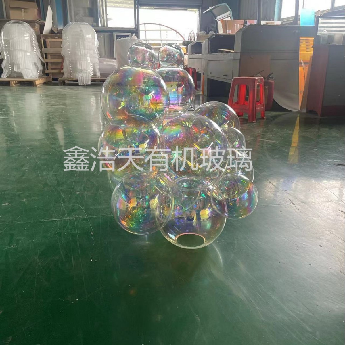 泡泡球炫彩球七彩球空心圆球圣诞球婚庆吊球创意彩色吊球装饰球