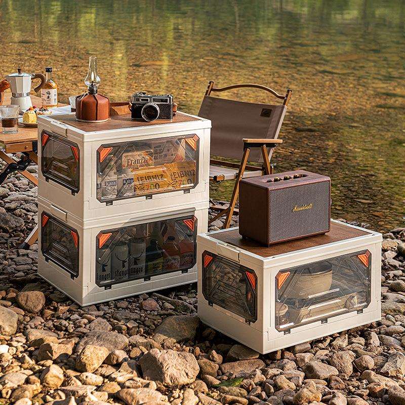 加厚户外折叠收纳箱加大容量五开门木盖整理箱露营车载储物收纳箱