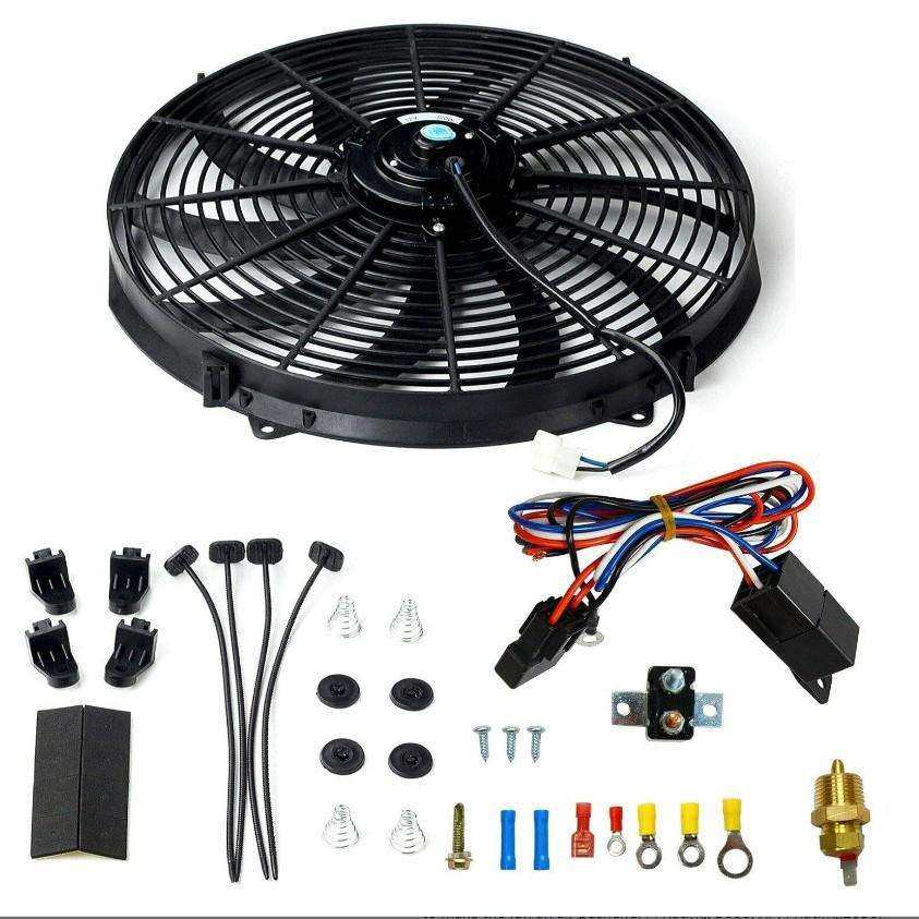16英寸电动散热器风扇套件185开-175关40A汽车继电器恒温器线束