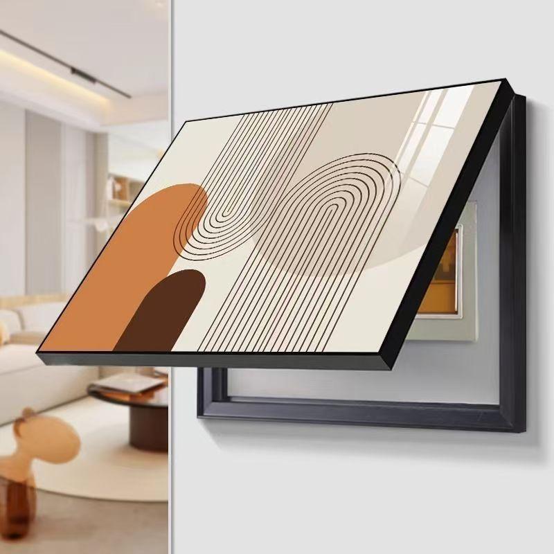 简约抽象现代电表箱装饰画竖版餐厅多媒体电闸盒餐边柜配电箱挂画
