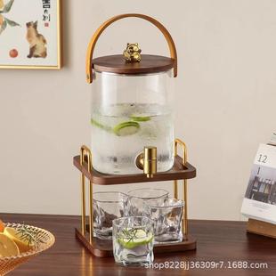 冷水壶玻高温家用商用 中式 大容量柠檬冰茶璃龙果汁桶凉水壶
