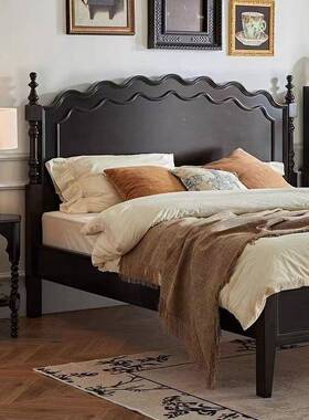 2025新古复黑色法式公主实美木床现YLN代简约1.5米式款双人双人床