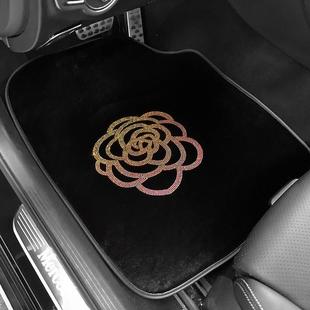 车载丝绒用脚通镶钻垫山茶花265车垫子脚踏易洗防水清车内车用地