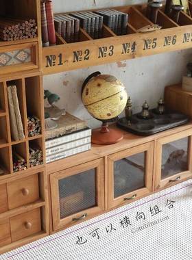 桌叁杉复古收纳盒屉式木质置物柜手账文具画笔书抽面PJ19901桌整