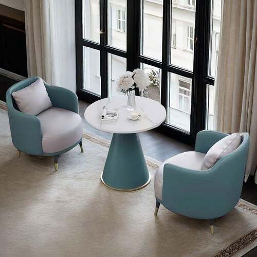 楼沙处洽谈椅网红A;L2365休闲接待办公发茶几组合谈判小圆桌一桌