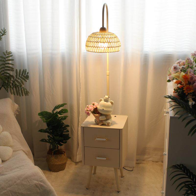 卧室奶油风落地273体灯床头柜台灯一围感装置物花氛朵客厅沙发饰