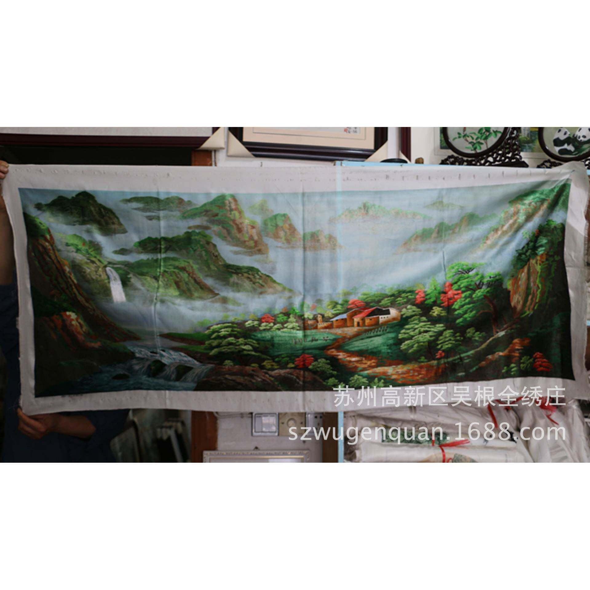 苏绣片单面绣绣客厅公无品牌/室装饰画办州手工刺绣风景苏画