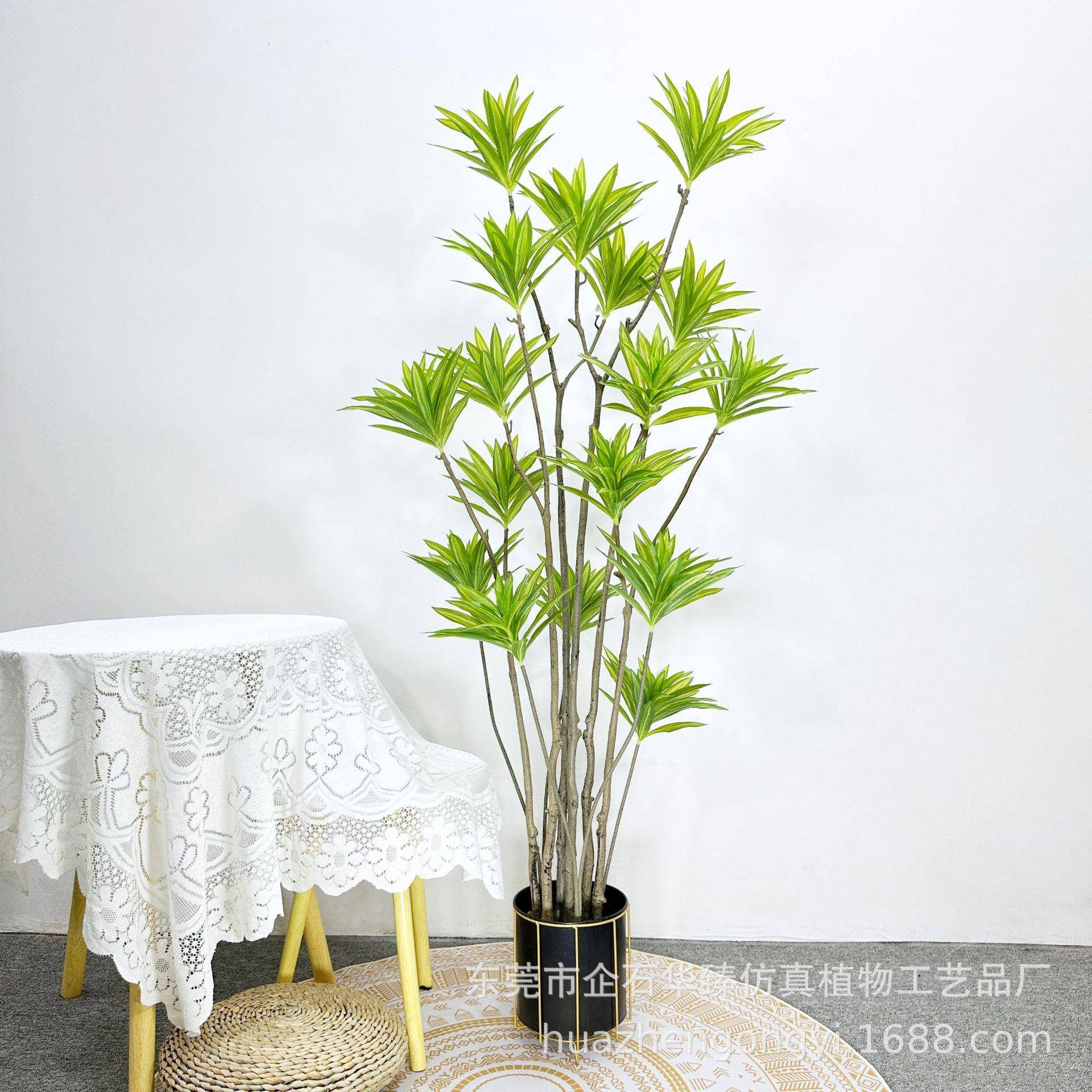 仿真绿植盆百合红露营风假植物栽家HZBHZ001居竹室内装饰摆件绿网