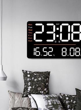 创跨镜多功挂YMZ钟简能约LED客厅时钟大尺寸钟温度湿时度计意钟66