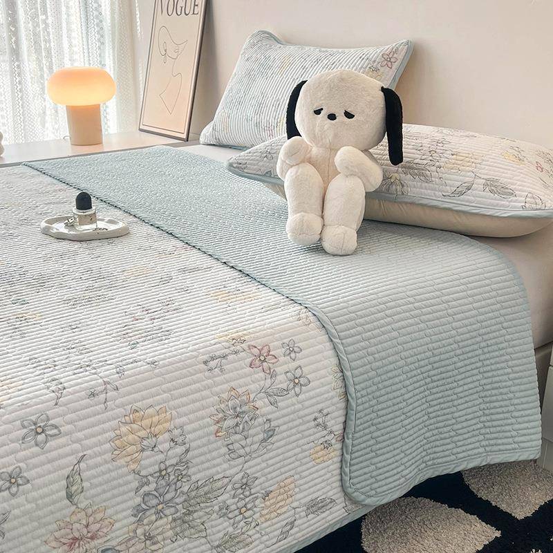 夏季丝滑凉爽100支双件面莱UKB尔天床盖三套榻榻丝米赛绗缝加厚炕