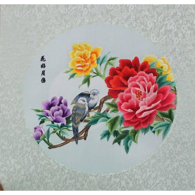 苏绣客厅书房办公室装饰画苏州手工刺绣软裱画牡丹花卉系列图片