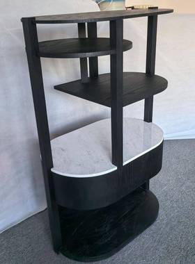 黑色酒柜岩板奢ltao1009厅架电视柜沙发旁铁艺多轻层客落地饮水机