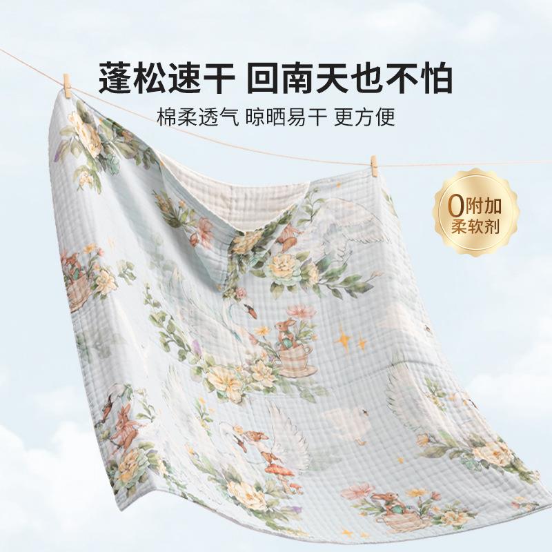 婴儿纱布浴巾儿童a类纯棉新生儿专用宝宝斗篷浴袍6层可穿式