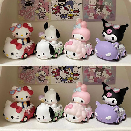 凯蒂猫hello kitty小汽车石膏娃娃白胚解压手工DIY彩绘涂上色玩具