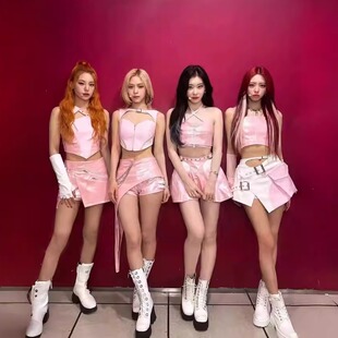 韩团itzy粉色打歌服女团kpop套装甜辣风酒吧gogo演出服女歌手性感