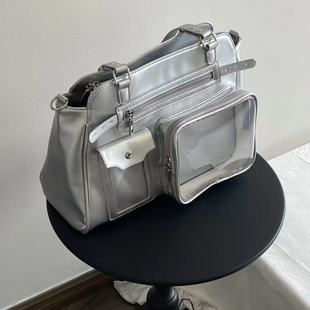 藏东西演唱会暗格痛包单肩斜挎包女棕色机车包斜挎包通勤复古机车