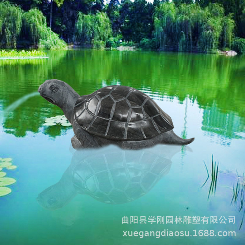 青石吐水乌龟小石龟石雕石材鱼缸饰品摆件长寿景观石雕厂家直销