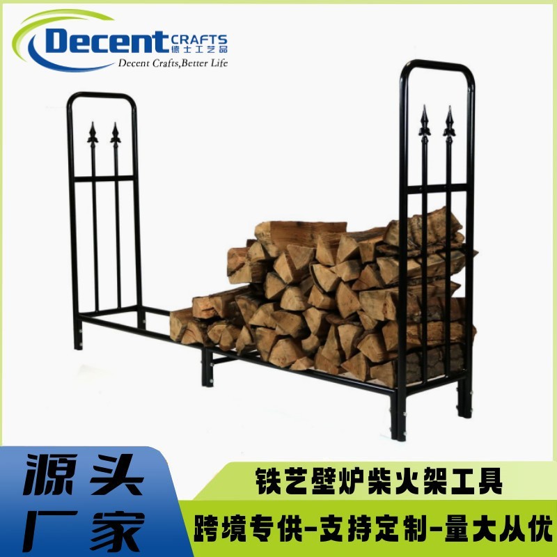 跨境柴火架室内外木材收纳架重型金属壁炉工具柴火堆放架储木架