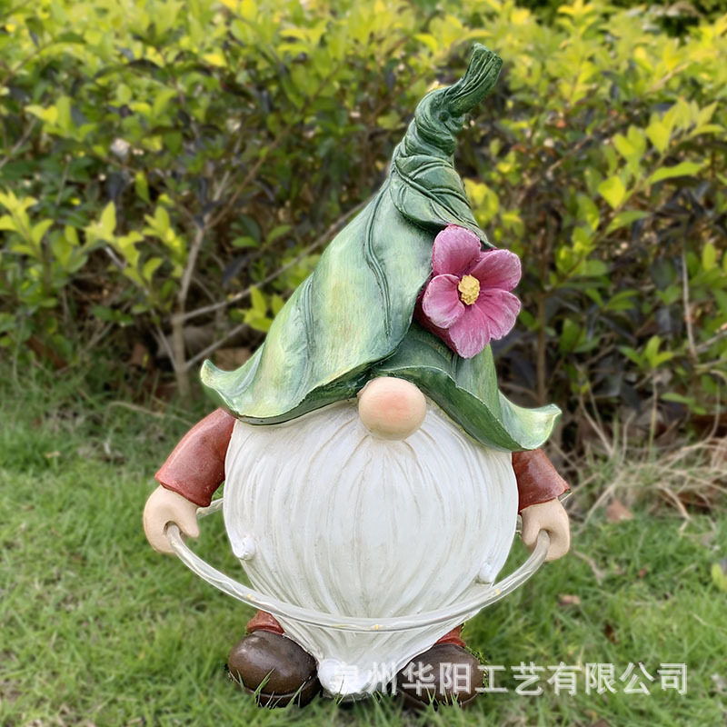 精灵小矮人转呼啦圈创意摆件树脂工艺品户外庭院太阳能亮灯装饰品