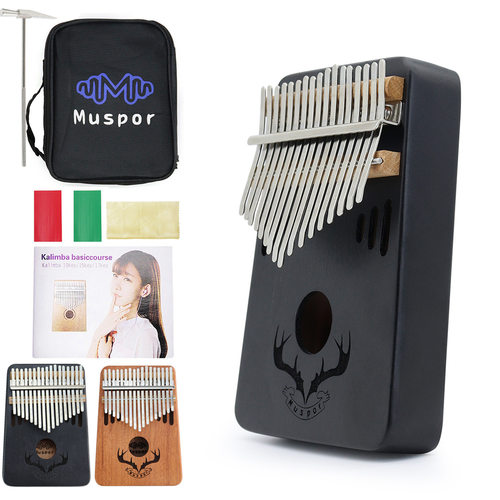 Muspor17键桃花芯木拇指琴卡林巴kalimba送包（音孔驯鹿角）