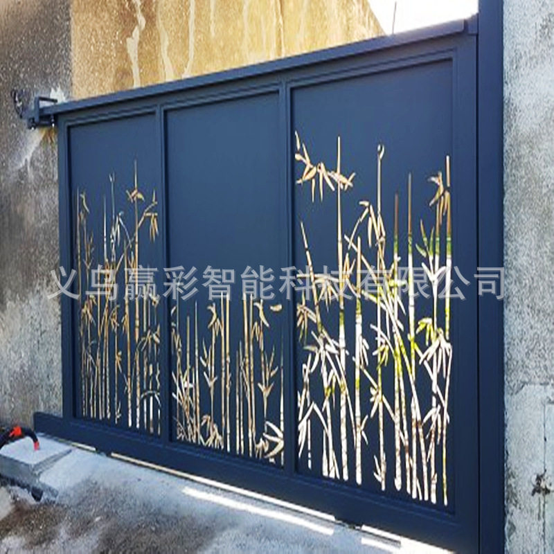 别墅庭院CNC大门电动铝艺门院子门小区车库门铁艺切割平移门护栏