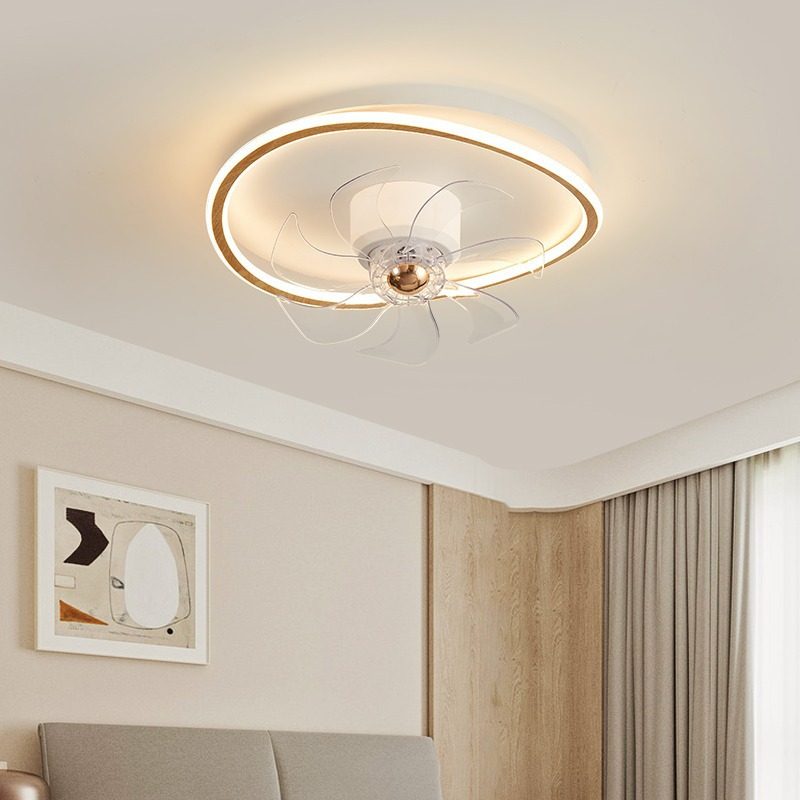 新款吸顶摇头风扇灯北欧原木风卧室书房餐厅灯简约现代灯风扇一体