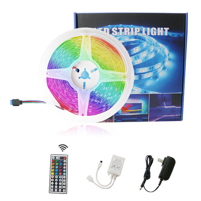 led七彩rgb柔性软灯带套装红外44键控制器5米灯条自粘裸板套装12V