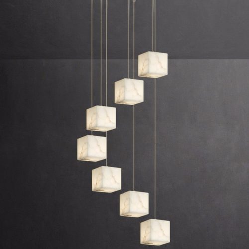 餐厅云石吊灯现代新中式简约茶室灯设计师长方形饭厅餐桌吧台灯具