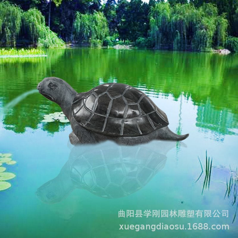 厂家直销青石吐水乌龟小石龟石雕石材鱼缸饰品摆件长寿景观石雕