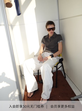 DIONYS*Grid Regular-Fit Polo Shirt 翻折格子袖口正肩POLO上衣