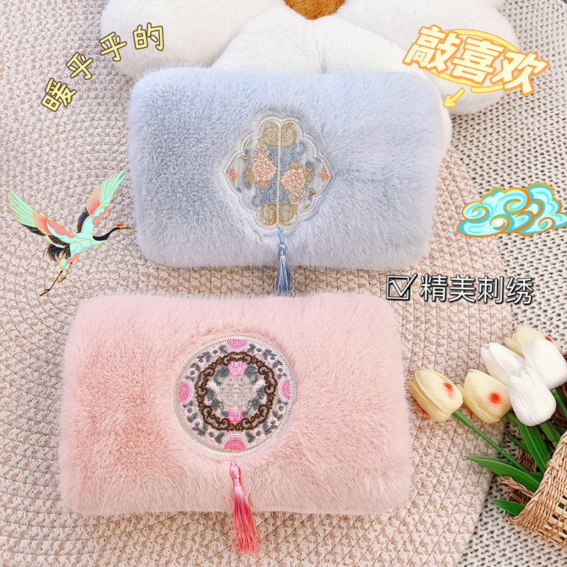 热水袋充电式防爆电暖宝毛绒中国风系列复古暖手宝宝电热宝暖水袋