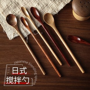 速发长柄咖啡搅拌勺木质蜜式 酱料棒家用加长木头蜂韩奶茶搅拌勺甜