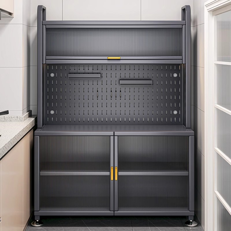 速发厨房多功能餐边物置柜架家用橱柜落地收纳碗柜微波炉物箱储烤