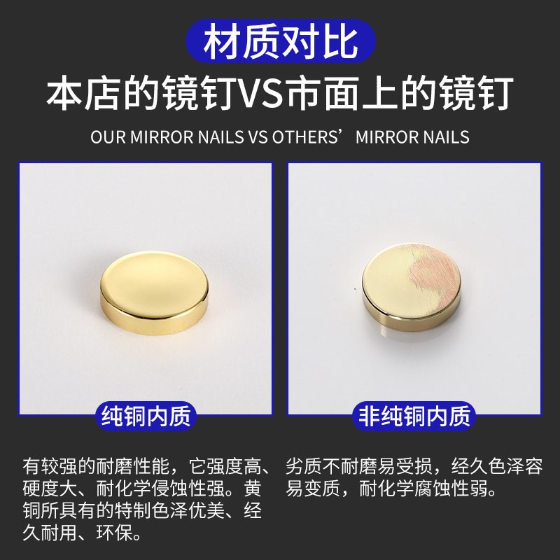 速发装饰镜钉广告钉玻璃镜子固定钉装饰钉子扣盖纯铜镜螺丝钉扣膨